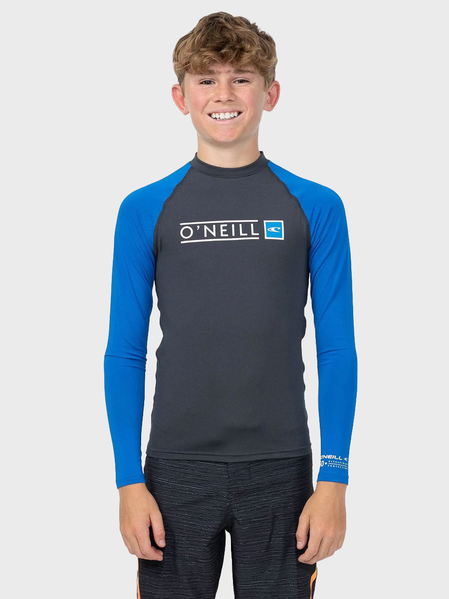 Boys Reactor Block UV LS Rash Vest - Charcoal / Blue