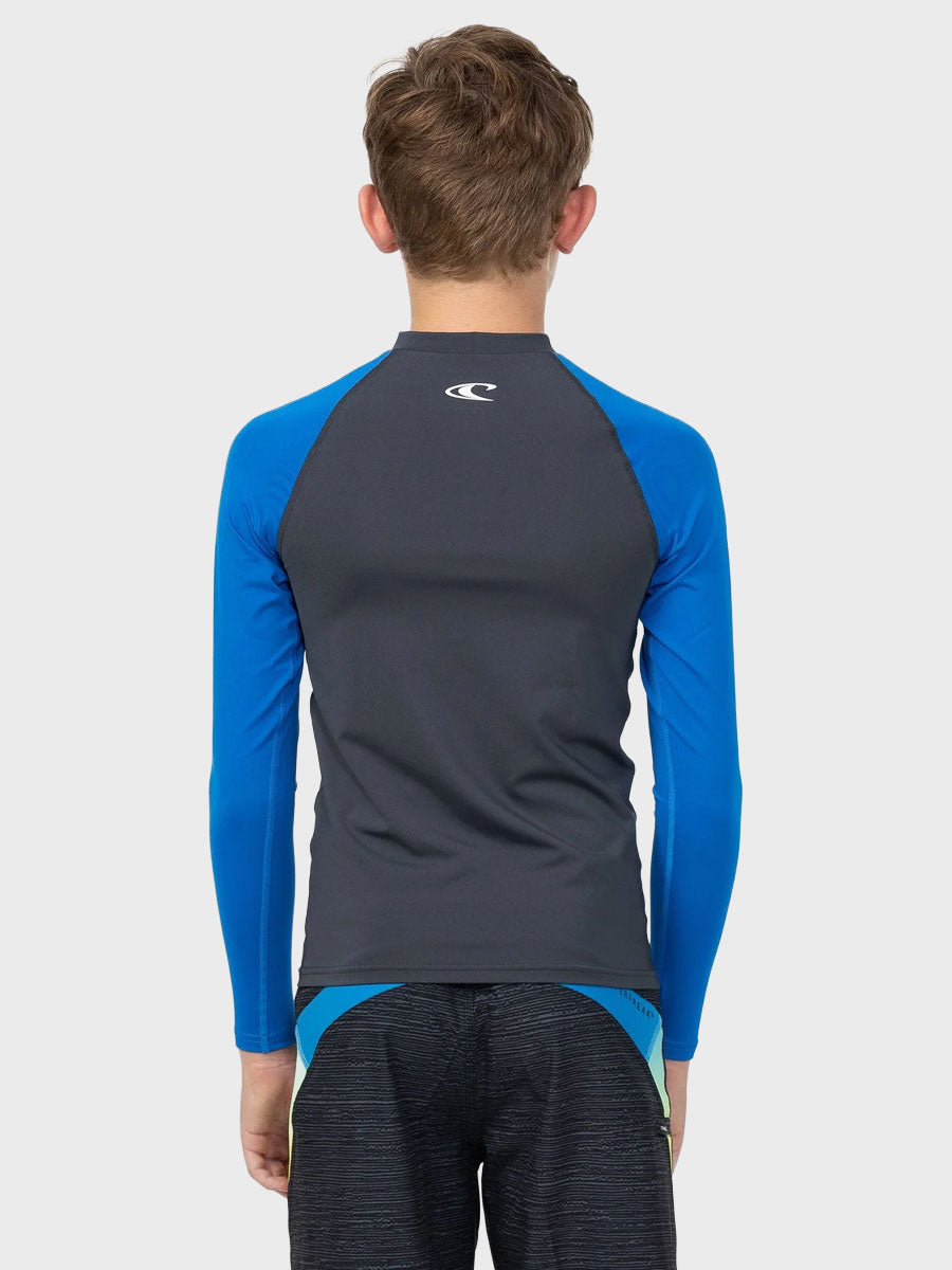 Boys Reactor Block UV LS Rash Vest - Charcoal / Blue