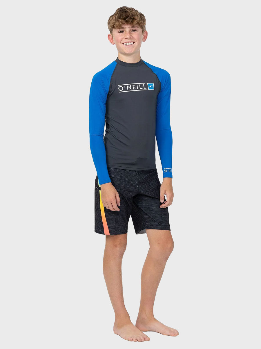 Boys Reactor Block UV LS Rash Vest - Charcoal / Blue