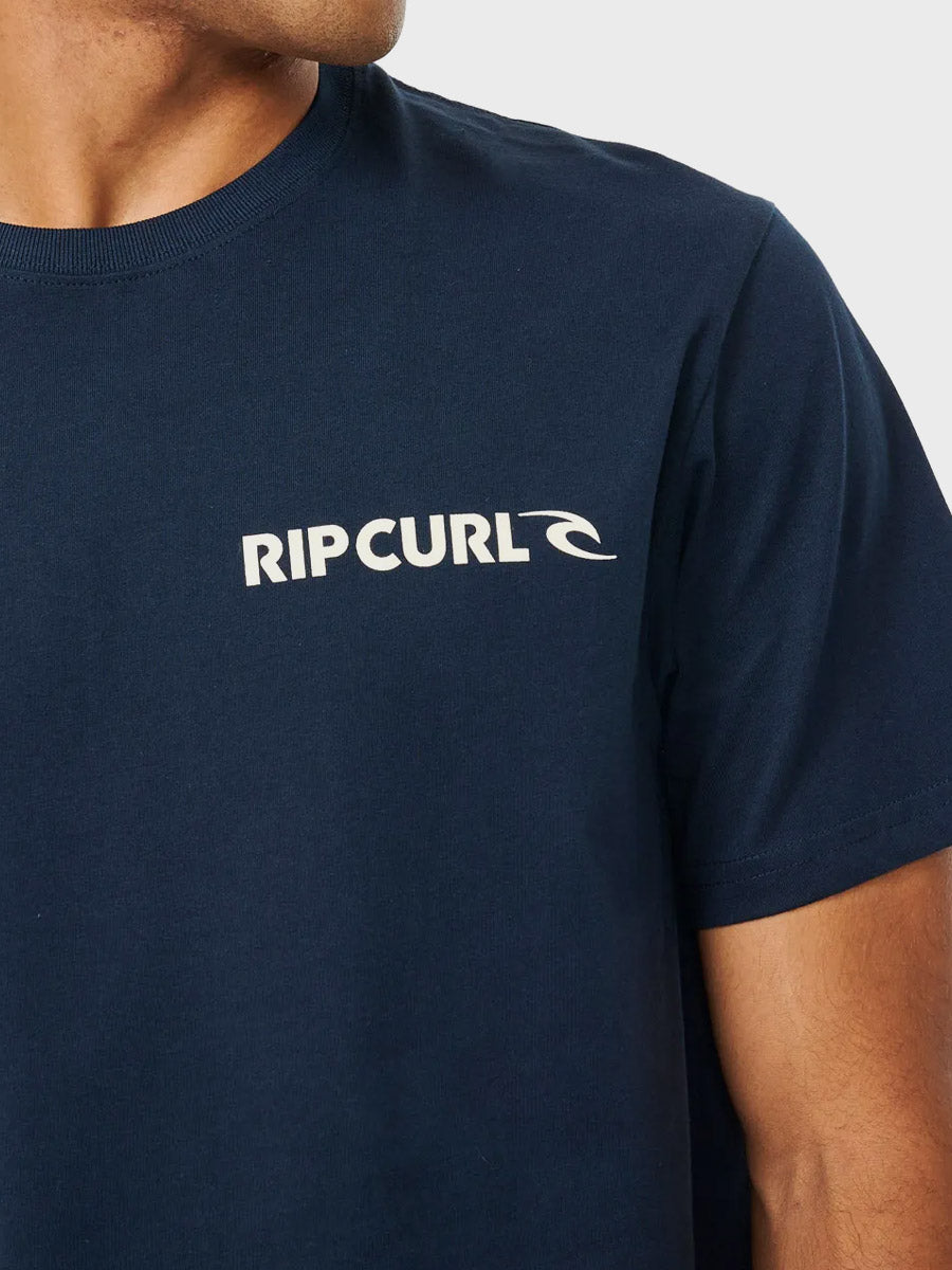 T-shirt Rip Curl Cotton SS ~ Decalcomania Surf Revival blu retrò