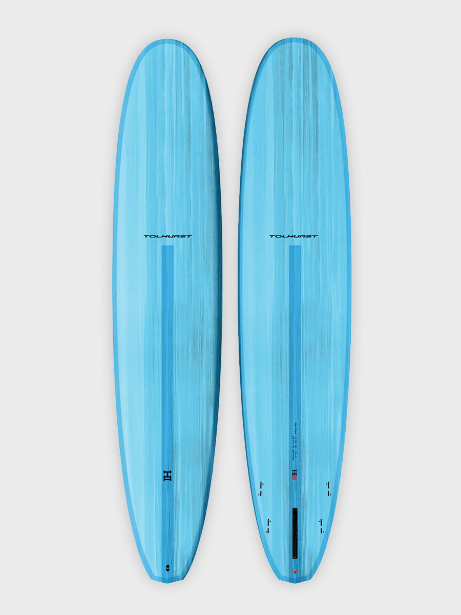 Thunderbolt Diamond Drive2 surfboard - Sky Blue colourway, deck and bottom view