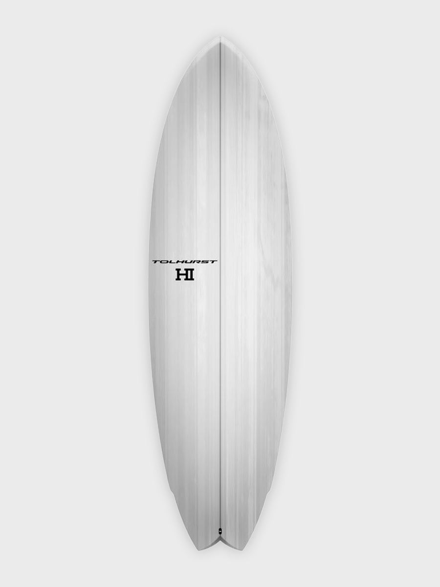 HIBT 3+3 Thunderbolt surfboard - deck view