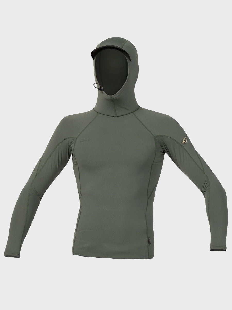 Hyperfreak Skins LS Rashguard W/ Hood - Dark Olive