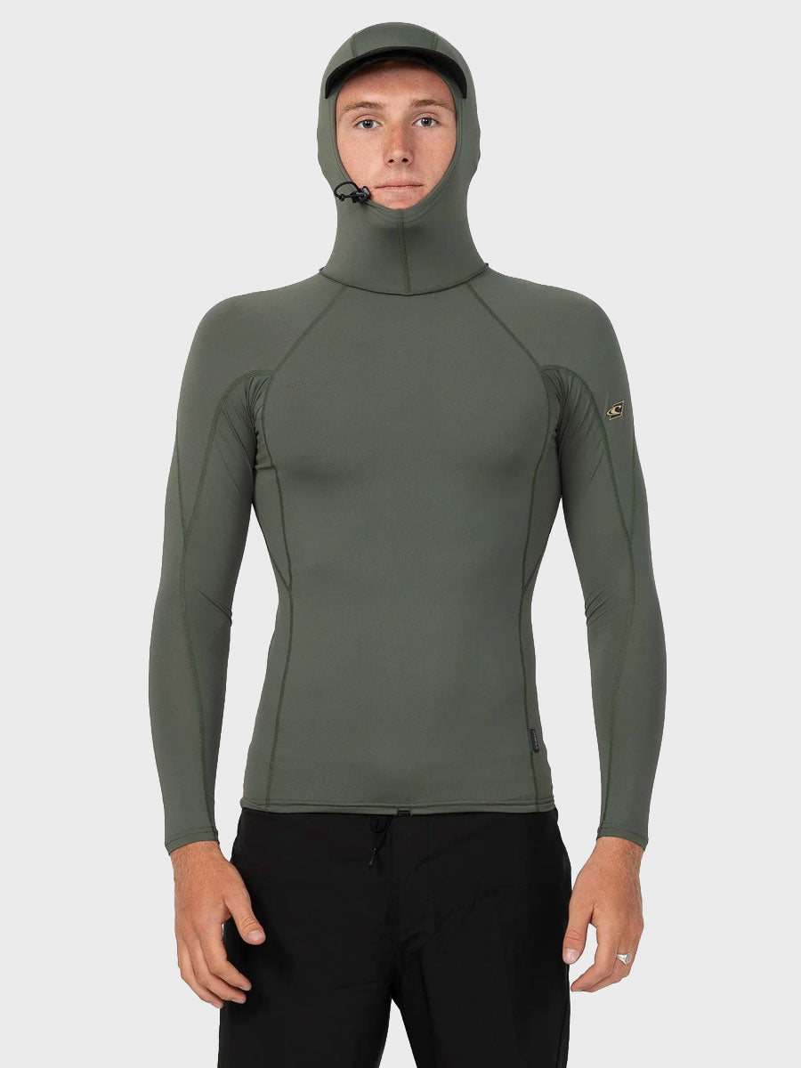 Hyperfreak Skins LS Rashguard W/ Hood - Dark Olive