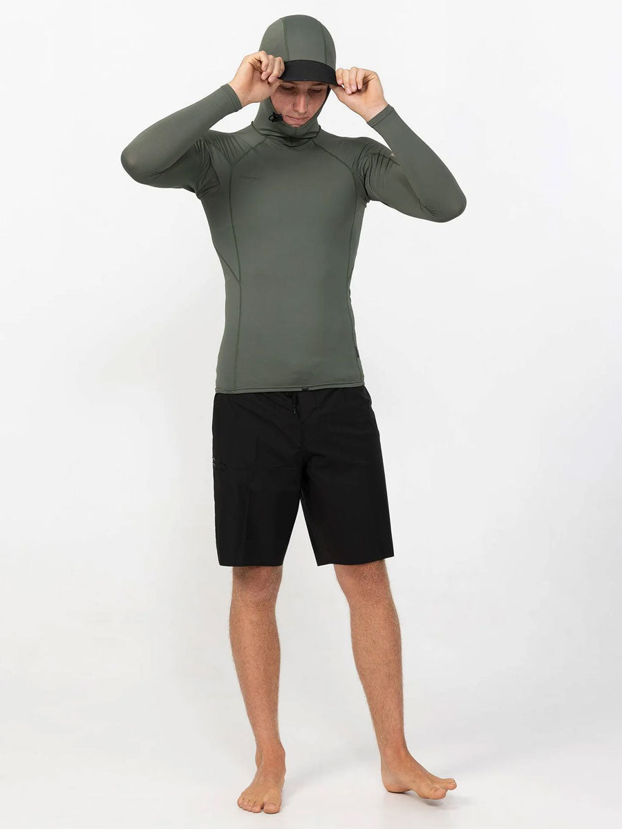 Hyperfreak Skins LS Rashguard W/ Hood - Dark Olive
