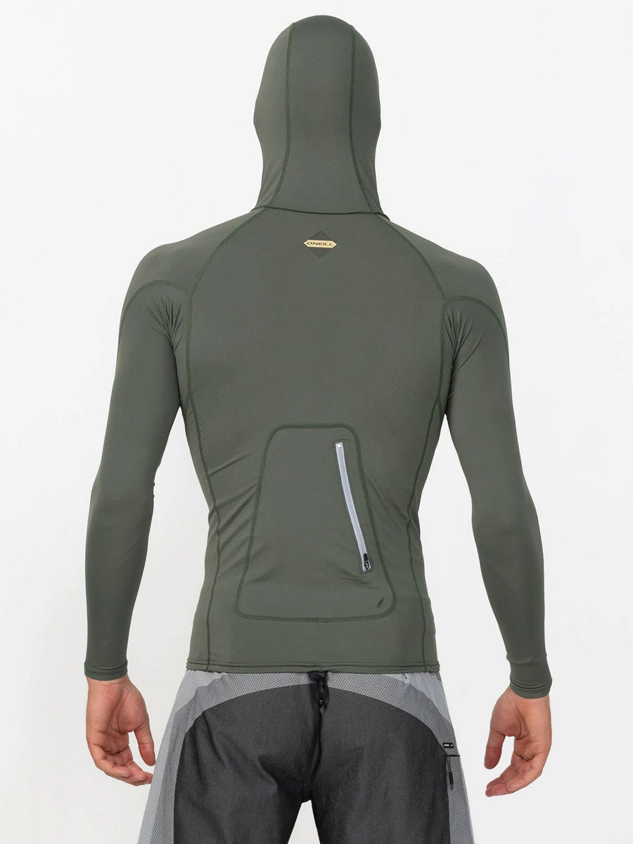 Hyperfreak Skins LS Rashguard W/ Hood - Dark Olive