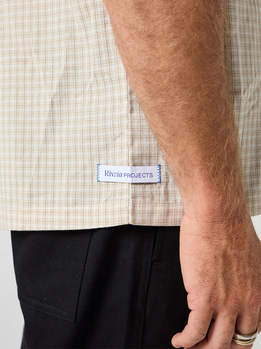 Open Mind Check Ss Shirt - Beige Check