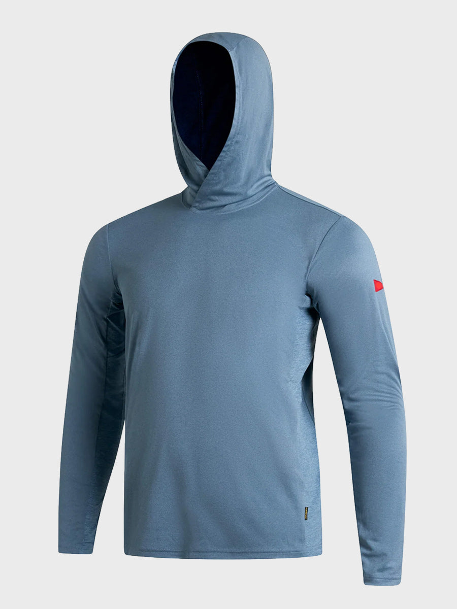 Sun Pro LS Crossover Hooded UPF Shirt - Heather Light Sea Blue