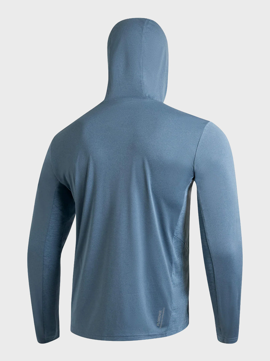Sun Pro LS Crossover Hooded UPF Shirt - Heather Light Sea Blue