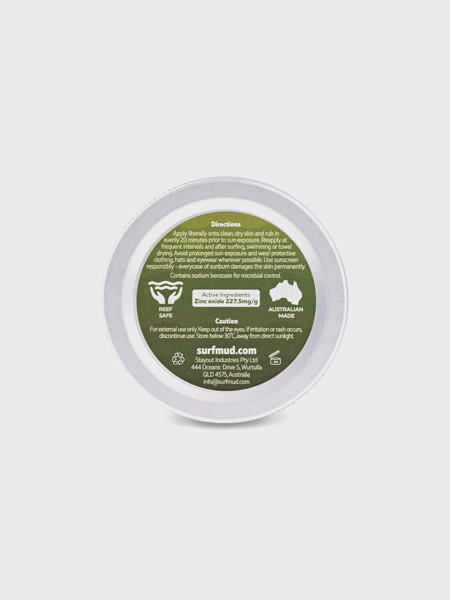 Mineral Surf Mud 100g Sunscreen SPF50+ Flat-lay Back View 