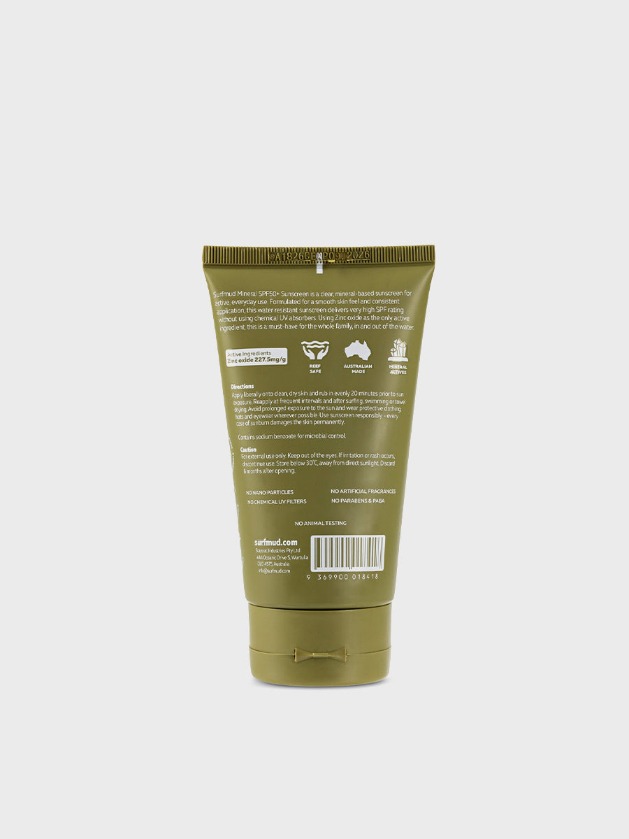 Mineral Surf Mud 125g Sunscreen SPF50+ Back View 