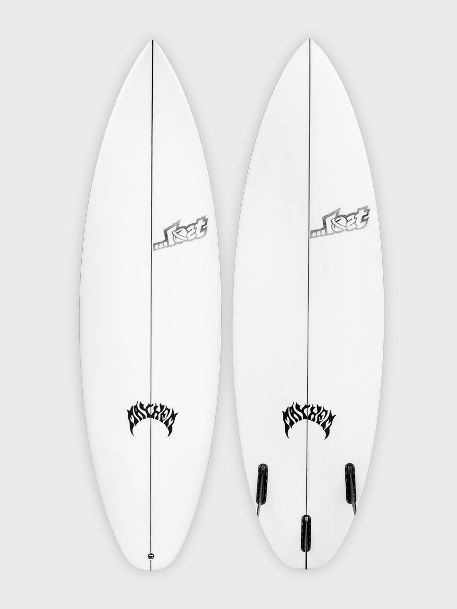 Driver 3.0 Squash Lost surfboard - deck and bottom view of the high-performance shortboard